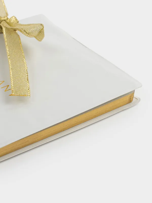 Notebook, 13x18 cm, 80 l, with ribbon, PVC, milky, Elegant, Stationery, image-4