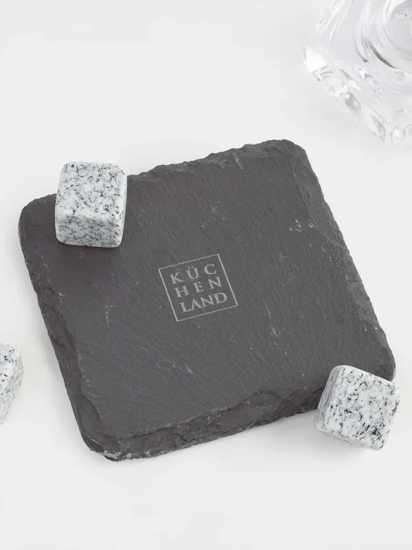 Drink set, 1 person, 5 items, in a box, glass / cubes/stand, glass / marble/slate, Bar, image-2