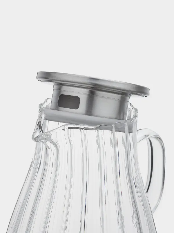 Jug, 1,8 l, with filter cap, used glass / steel, Camellia, image-4