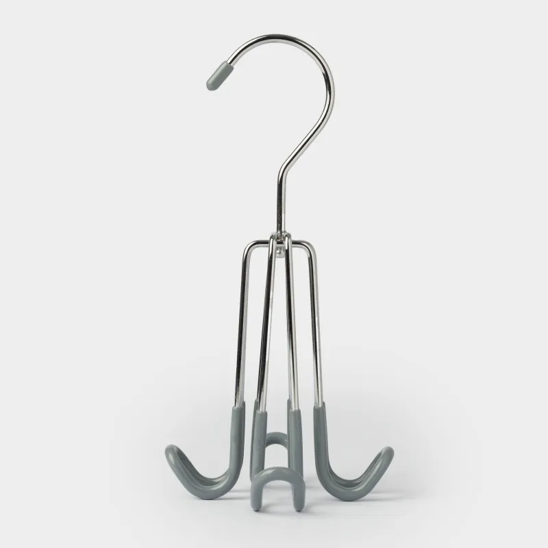 Belt hanger, 18 cm, 4 hooks, Rotating, Coated metal, Grey, Colorful house