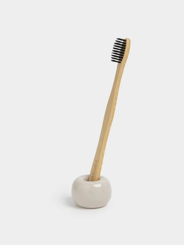 Toothbrush holder, 3 cm, ceramic, beige, Nira, image-2