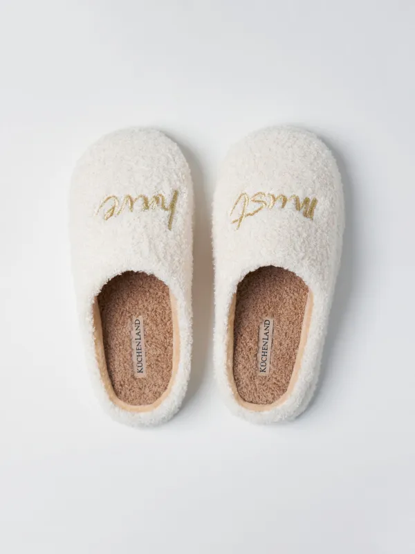 Women's slippers, homewear, size 36-37, fleece / nylon, milky brown, Needed, image-1