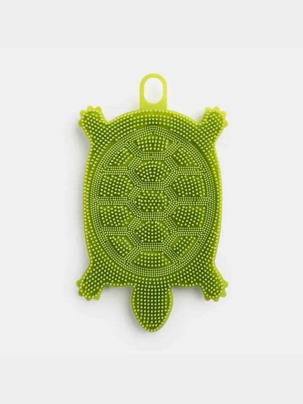 Dish washing sponge, 13 cm, Silicone, Green, Turtle, Manny, image-0