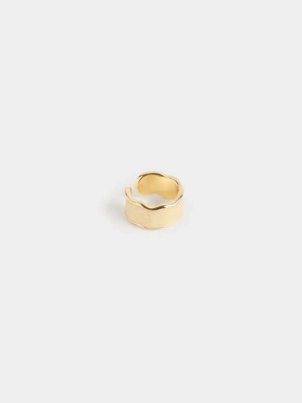 Ring, size S-M, single size, metal, golden beige, Jewelry, image-2