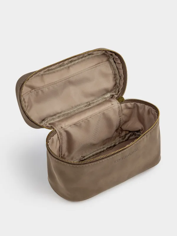 Cosmetic bag, 20x12 cm, with handle, polyurethane, dark brown, Krast, image-3