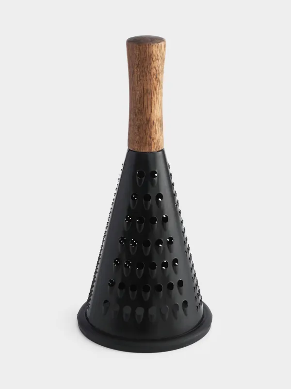 Grater, 25 cm, steel / wood, round, Black, Black style, image-0