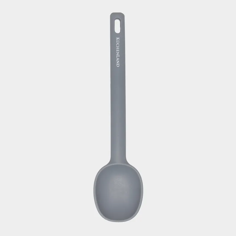 Serving spoon, 28 cm, silicone, grey, Grey steel