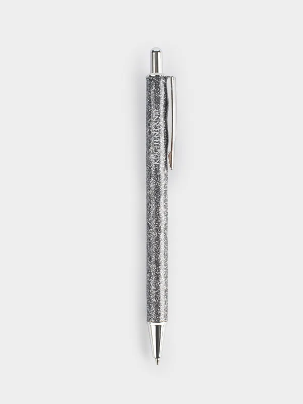 Ballpoint pen, 14 cm, Steel, Silver, sparkle, Draw sparkle, image-0