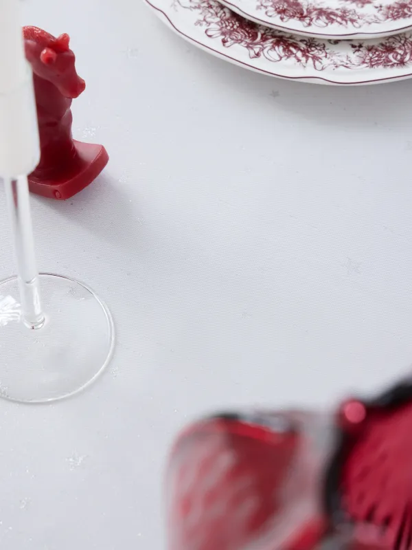 Tablecloth, 170x250 cm, jacquard, polyester, light grey, Silver stars, Starlight, image-2