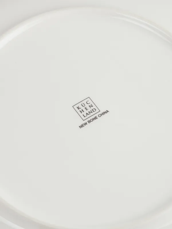 Dinner plate, 28 cm, porcelain N, white, with golden edging, wildflowers, Yarrow, image-4