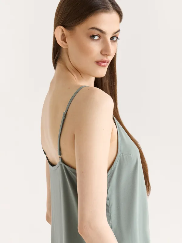 Women's top, homewear, size M, straps, viscose, milky, Flowers, Arsinoa, image-5
