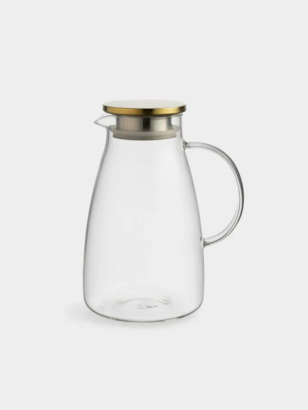 Jug, 2 l, with filter lid, glass B / steel, golden, Classic gold, image-0