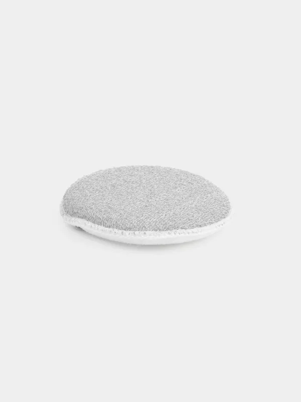 Face and body washcloth, 13 cm, with holder, nylon / cotton, grey, Unique spa, image-1