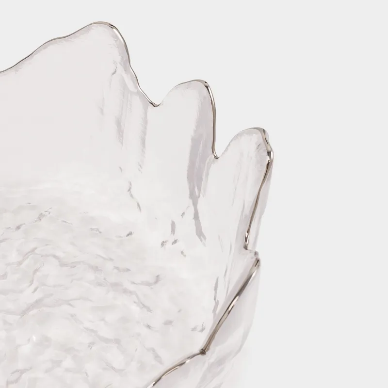 Bowl, 13x6 cm, glass, with silver edging, Nautilus silver, image-4