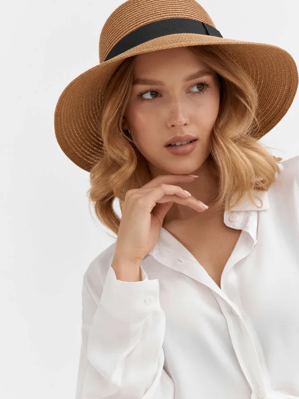 Hat, 57 cm, single size, paper / polyester, beige, Banjo, image-2