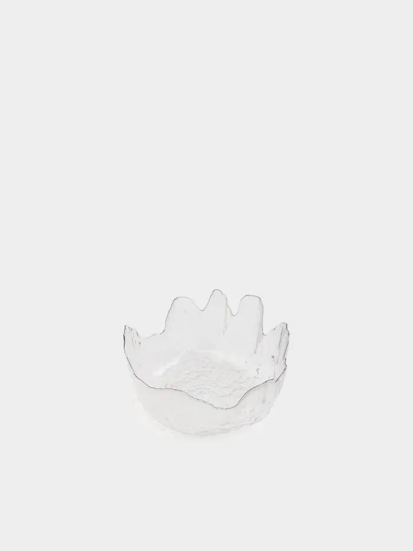 Salad bowl, 17x7 cm, 700 ml, glass, with silver edging, Nautilus silver, image-1