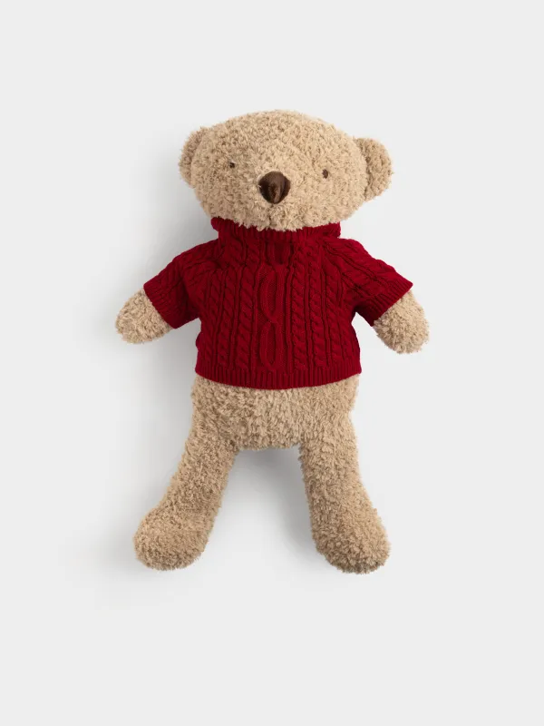 Toy, 55 cm, soft, polyester, brown, Bear in a sweater, Bear, image-4