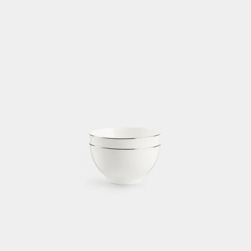 Bowl, 12x6 cm, 2 pieces, porcelain F, white, Ideal silver