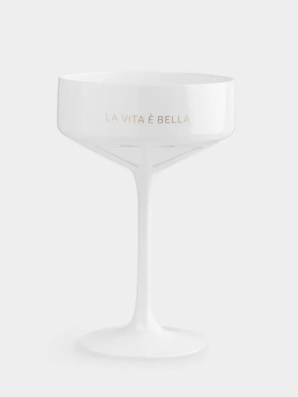 Drinking glass, 400 ml, plastic, white, La vita e bella, Course, image-0