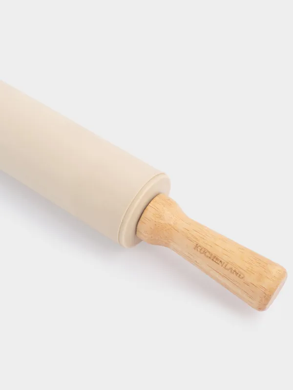 Rolling pin, 38 cm, silicone / wood, beige, Bakery, image-3