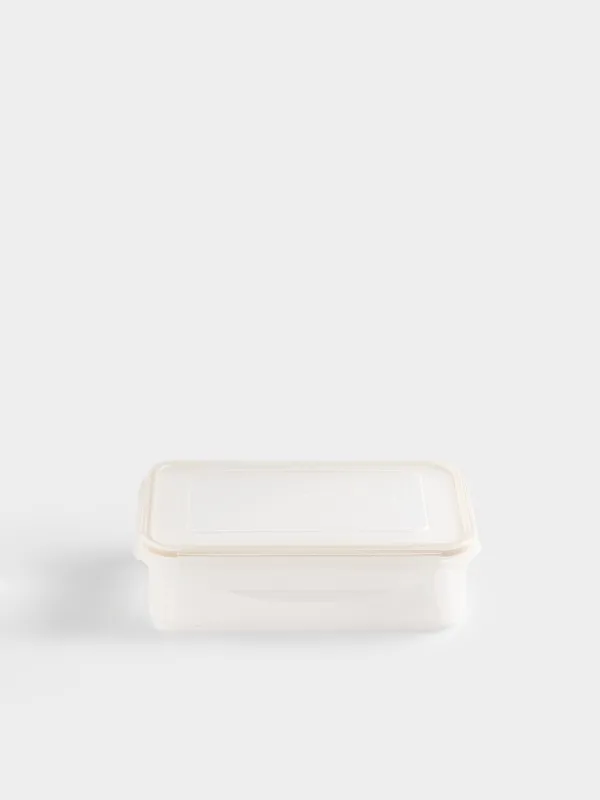 Container, 800 ml, with clips, plastic / silicone, rectangular, beige, Roomy clip, image-1