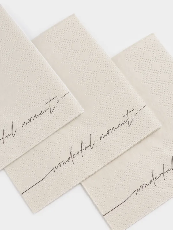 Paper napkins, 21x21 cm, 20 pcs, square, white, Wonderful moment, Scroll, image-1