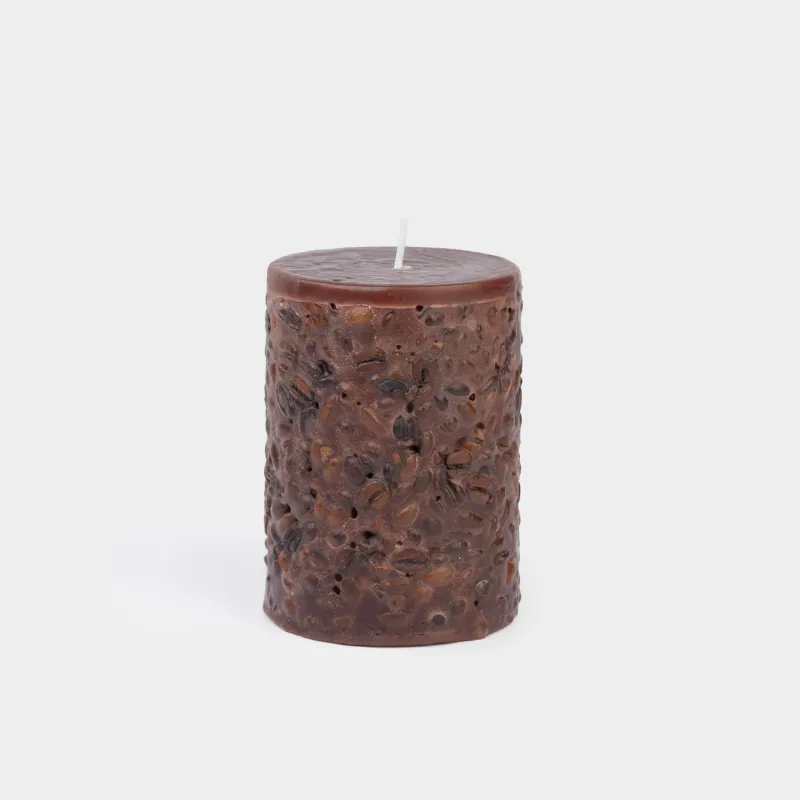 Candle, 8x10 cm, cylindrical, brown, Coffee, Coffee candle