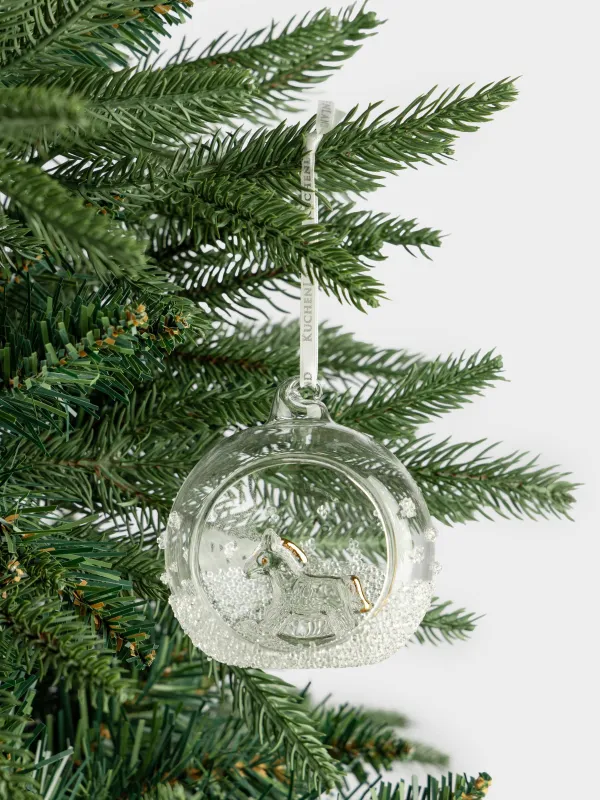 Christmas tree toy, 8 cm, glass, Horse in a ball, Ball shape, image-2