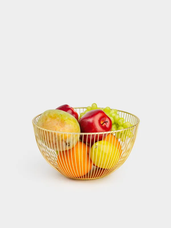 Fruit basket, 25 cm, metal, golden, Twist gold, image-4