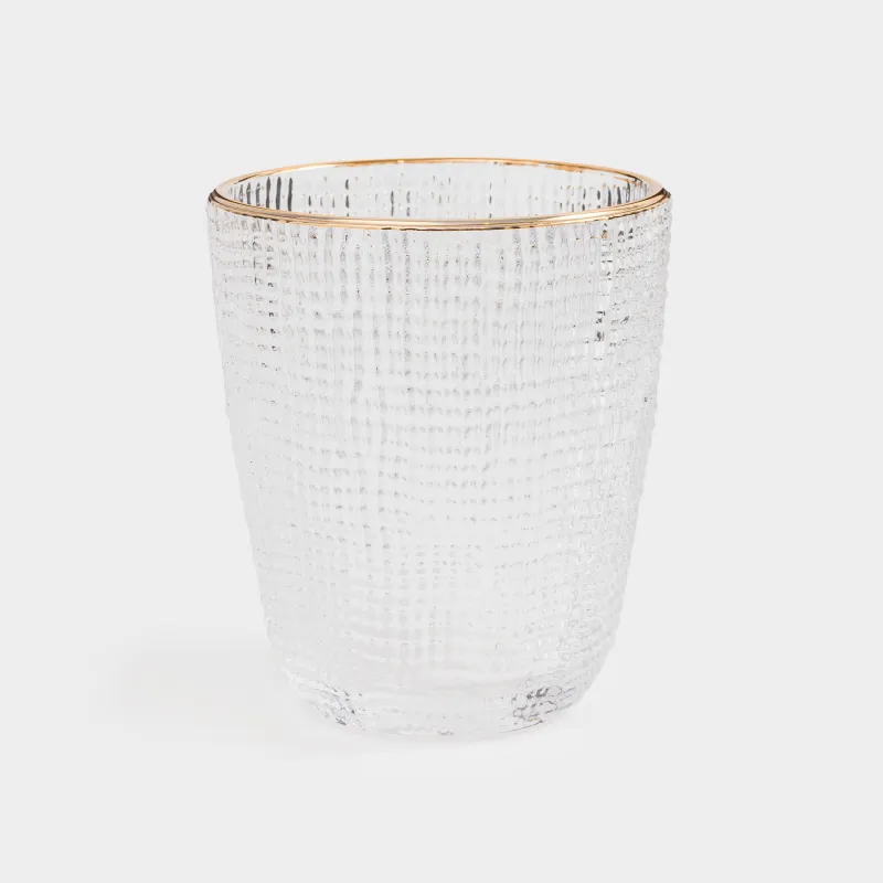 Glass, 10 cm, 320 ml, glass R, with golden edging, Grain gold, image-0