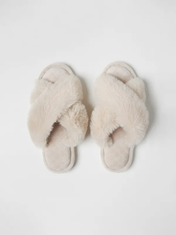 Slippers for women, home, size 36-37, polyester, beige, Tape, image-1