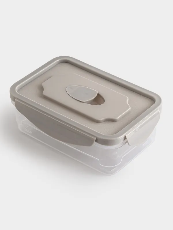 Container set, 3 pcs, with clips, with flap, Plastic, Rectangular, Pastel, Clip, image-1