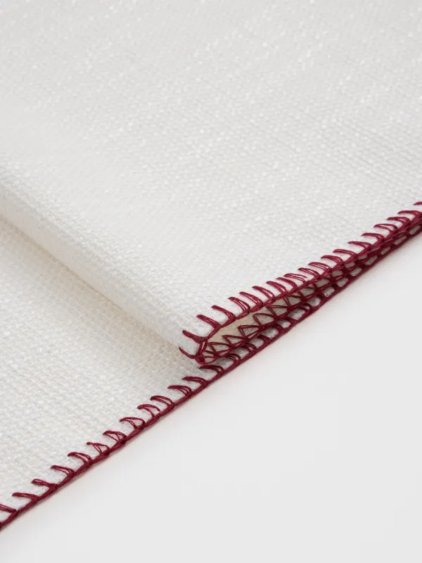 Table runner, 40x160 cm, with stitching, polyester, milky, Burlap, Gunny traditions, image-2