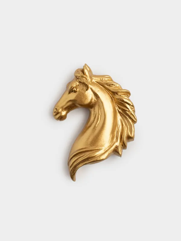 Magnet, 7 cm, polyresin, golden, Horse head, Horse gold, image-0