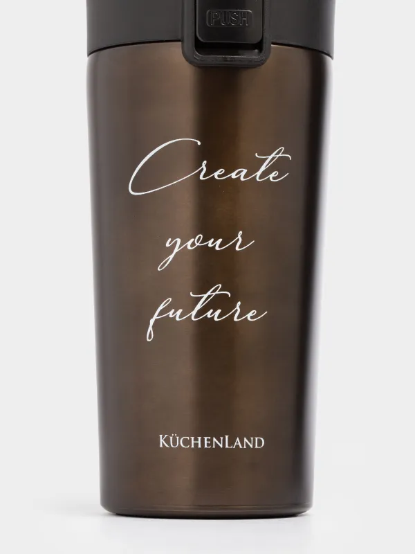 Thermo mug, 380 ml, steel / plastic, graphite, matte, Create your future, Voyage, image-4