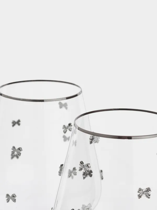 Drinking glass, 650 ml, 2 pcs, crystal glass, with silver edging, Ferentino, image-3