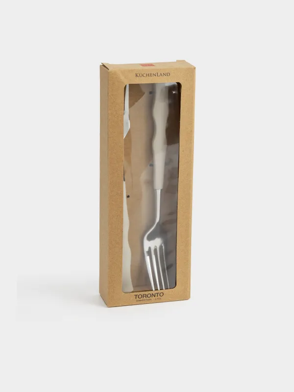 Dining fork, 2 pcs, steel / plastic, beige, Bends, Toronto, image-4