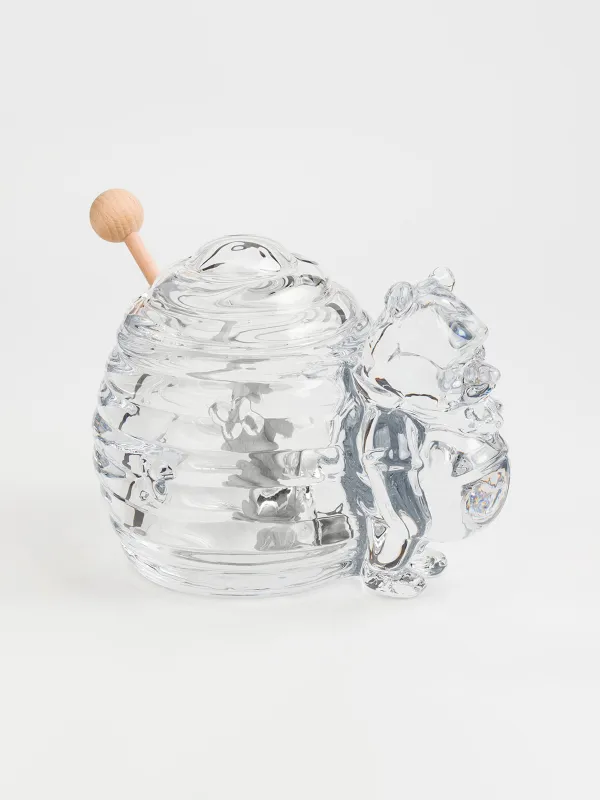 Honey jar, 270 ml, with spoon, glass/tree, Bear, Honey