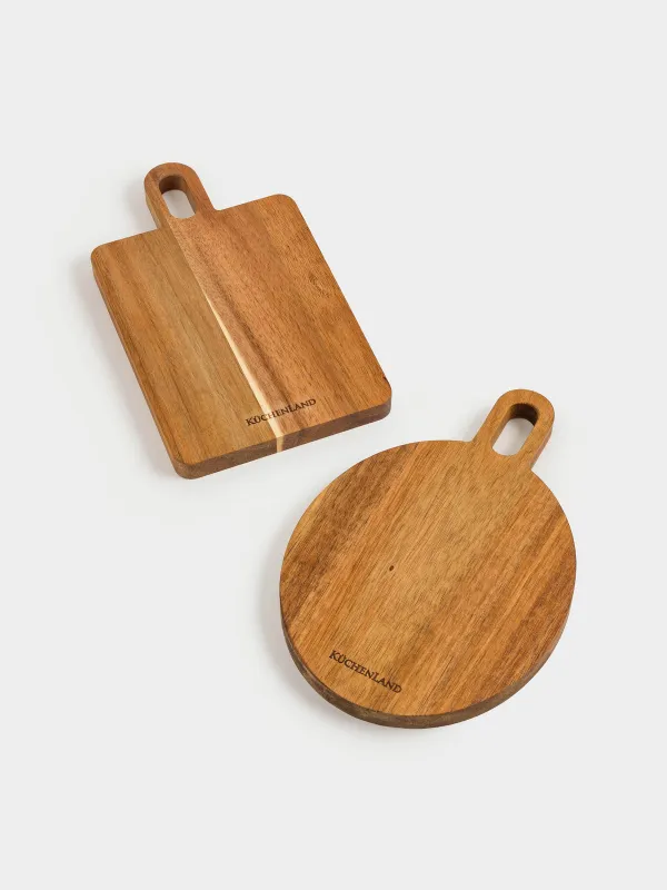 Cutting board set, 2 items, on a stand, wood / steel, rectangular / round, Noble tree , image-6