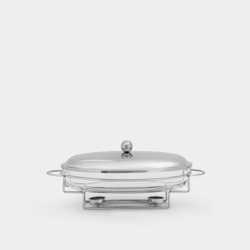 Chafing dish, 35x24 cm, glass T / metal, Oval, Classic