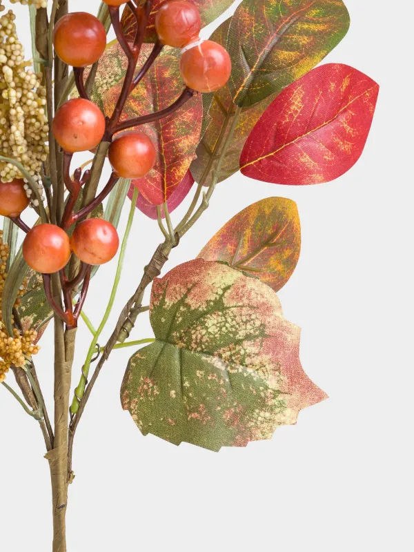 Decorative branch, 76 cm, foam/polyester, Mountain ash and amaranth, Forest symphony decor, image-3