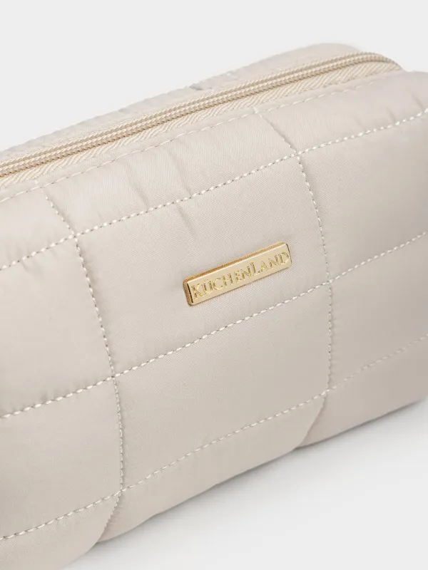 Makeup bag, 18x11 cm, quilted, polyester, black, One stitch, image-1