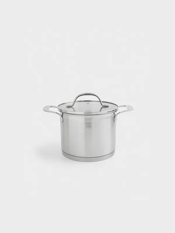 Pot, 16 cm, 2.4 l, with lid, Silver Stone, image-0