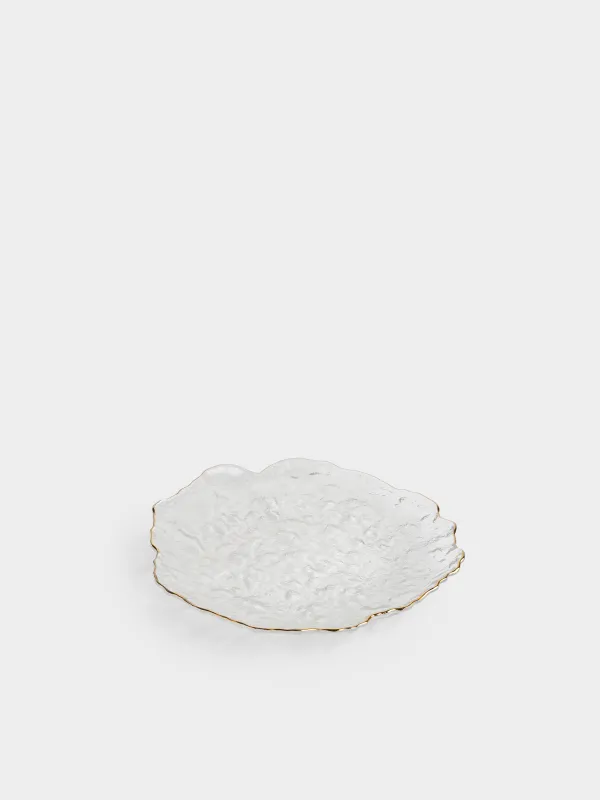 Dish, 26 cm, glass, with golden edging, Nautilus gold, image-1