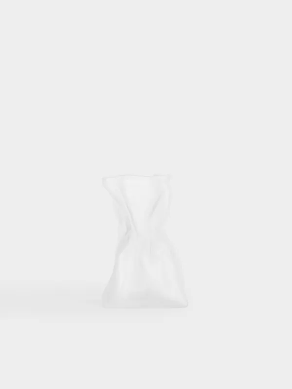 Flower vase, 14 cm, Glass, frosted white, Crumpled effect, Crumple, image-3