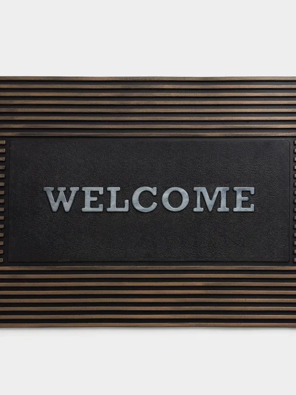 Door mat, 45x75 cm, rubber, bronze-black, Stripes, homewear deco, image-1