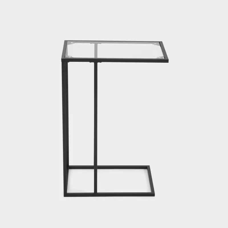 Tray stand, 60 cm, metal / glass, rectangular, Black, Black style, image-1