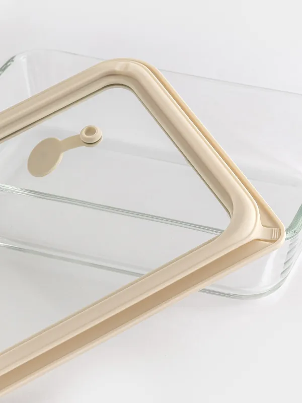 Container, 700 ml, with valve, glass T / silicone, rectangular, beige, Verre, image-3