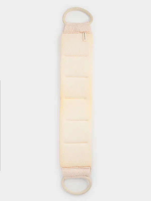 Shower set, 2 pcs, washcloth-tape/washcloth-sponge, nylon / cotton, beige, Unique spa, image-1