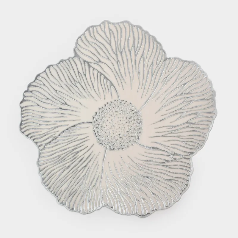 Placemat, 37 cm, PVC, shaped, silver-gray, Flower, Azhur form